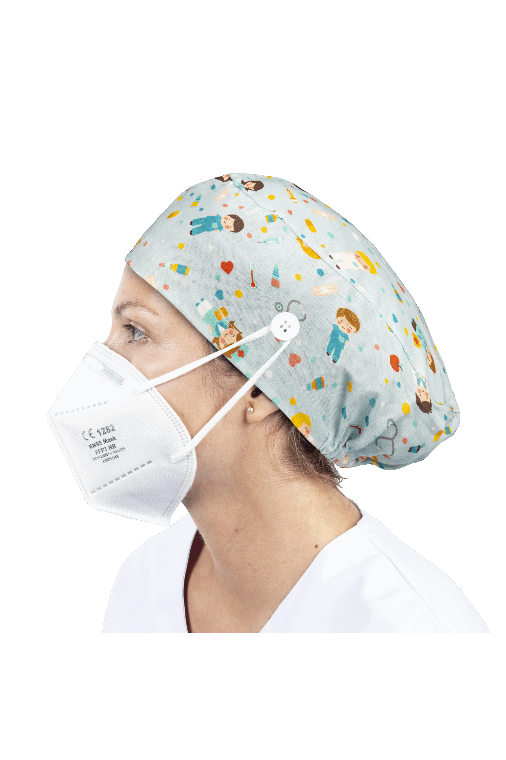 Gorro quirófano pelo largo con botones - Estampados-zoom-31