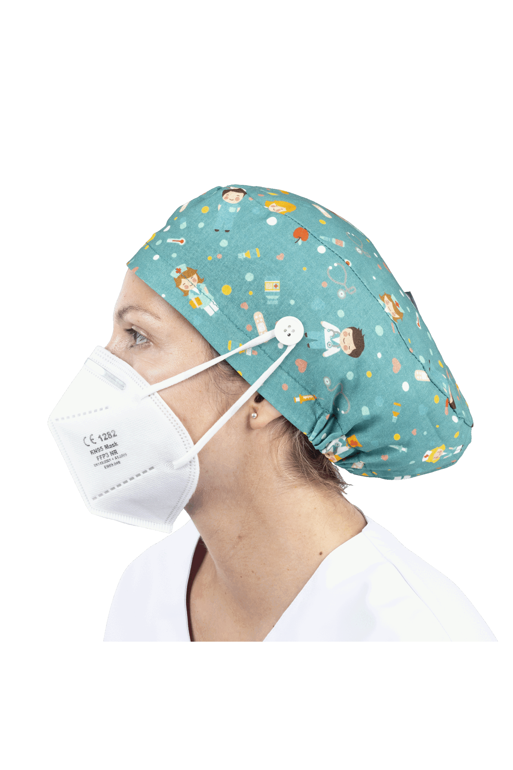 Gorro quirófano pelo largo con botones - Estampados-44