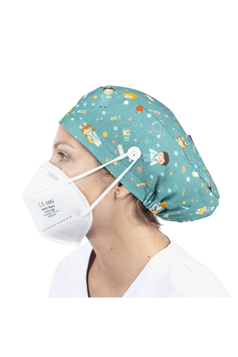 Gorro quirófano pelo largo con botones - Estampados-zoom-