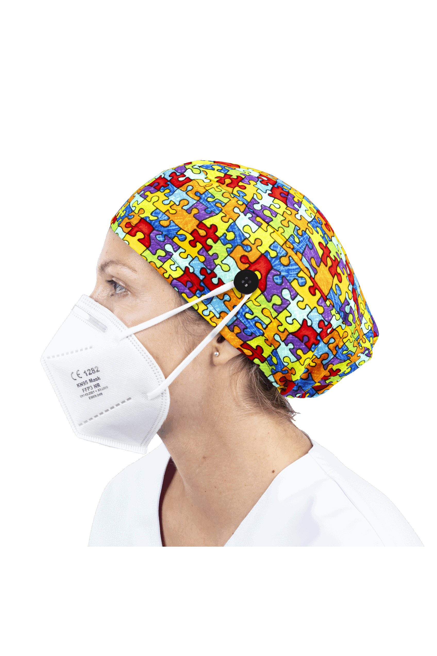 Gorro quirófano pelo largo con botones - Estampados-35
