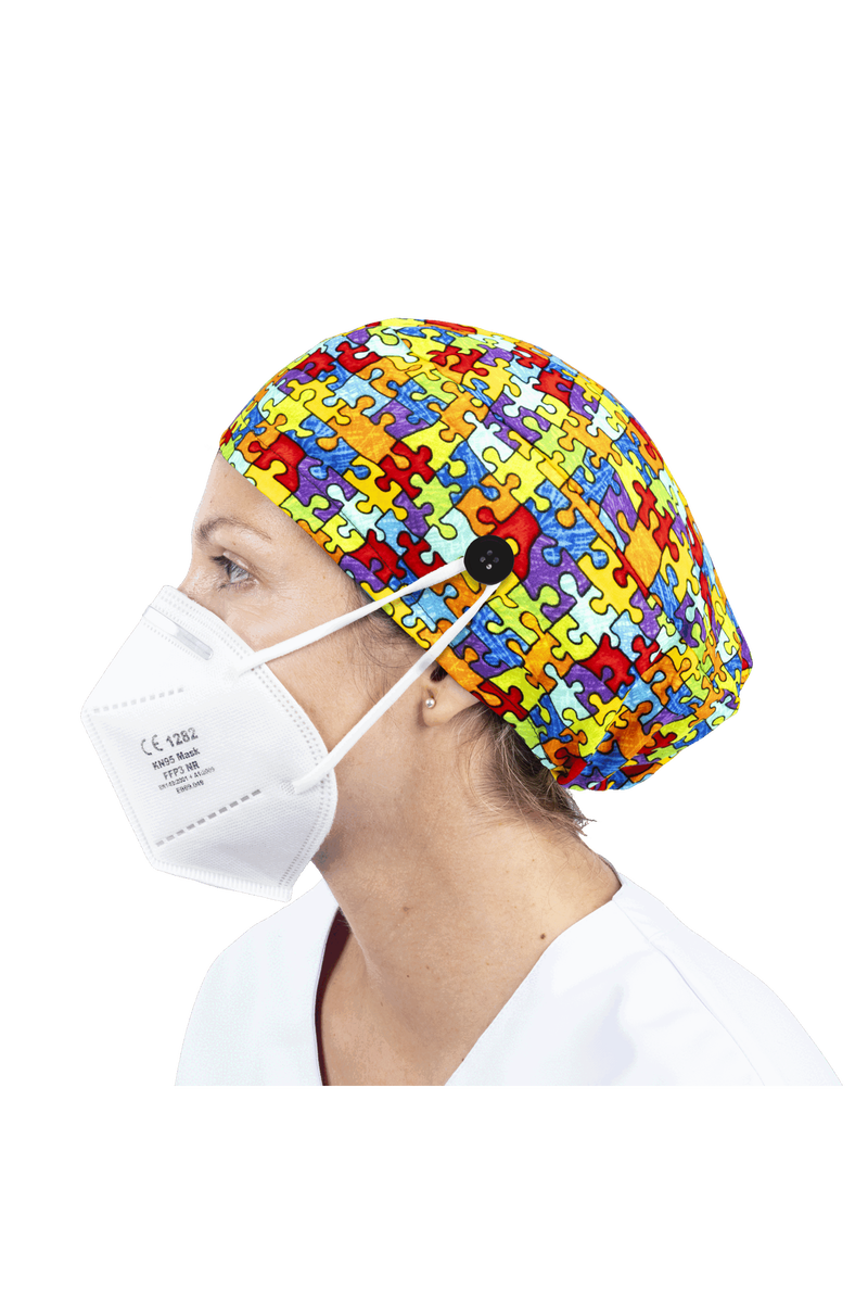 Gorro quirófano pelo largo con botones - Estampados-zoom-