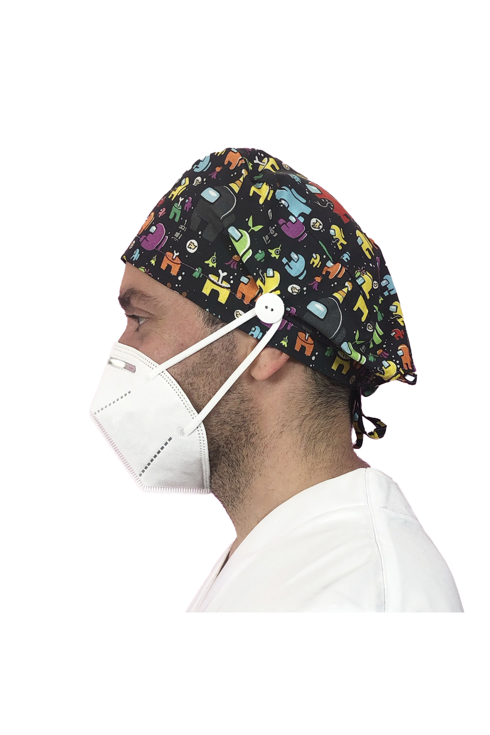 Gorro quirófano pelo corto con botones - Estampados-zoom-14