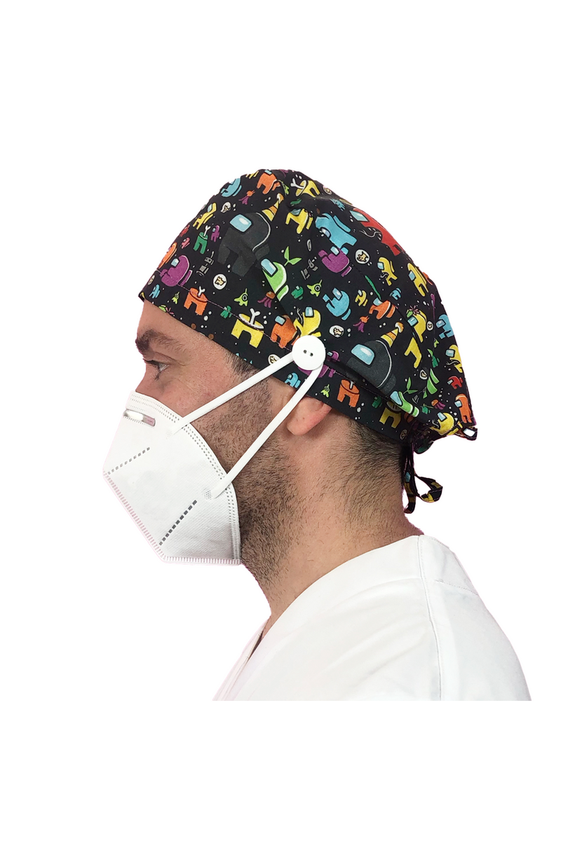 Gorro quirófano pelo corto con botones - Estampados-zoom-