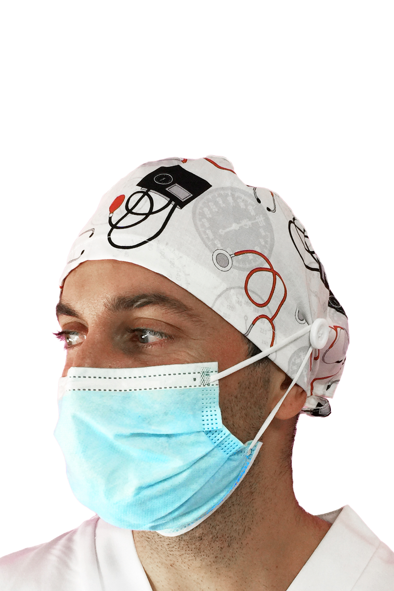 Gorro quirófano pelo corto con botones - Estampados-zoom-