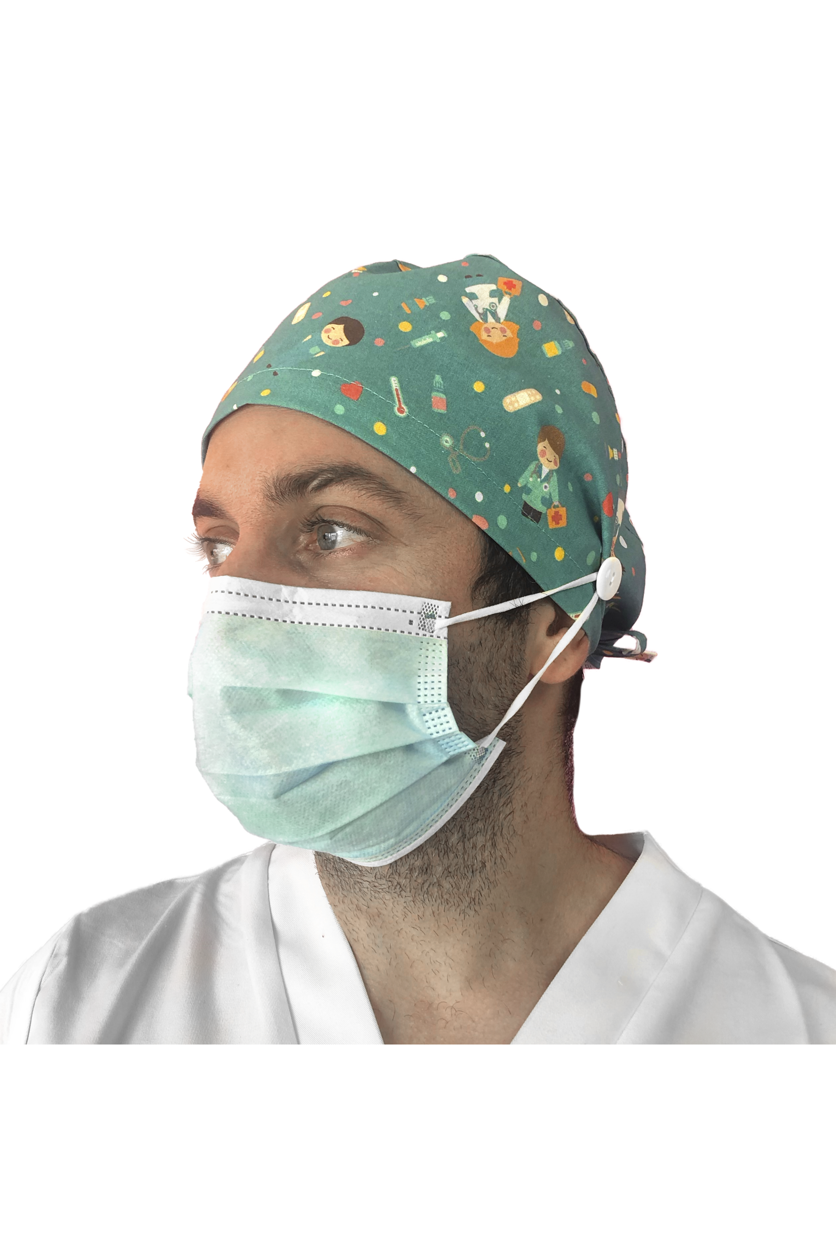 Gorro quirófano pelo corto con botones - Estampados-zoom-62