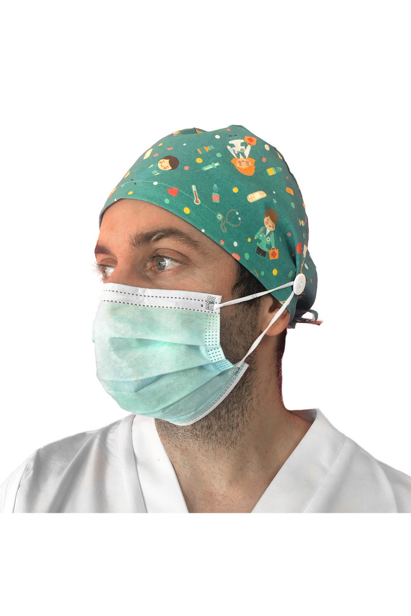 Gorro quirófano pelo corto con botones - Estampados-zoom-