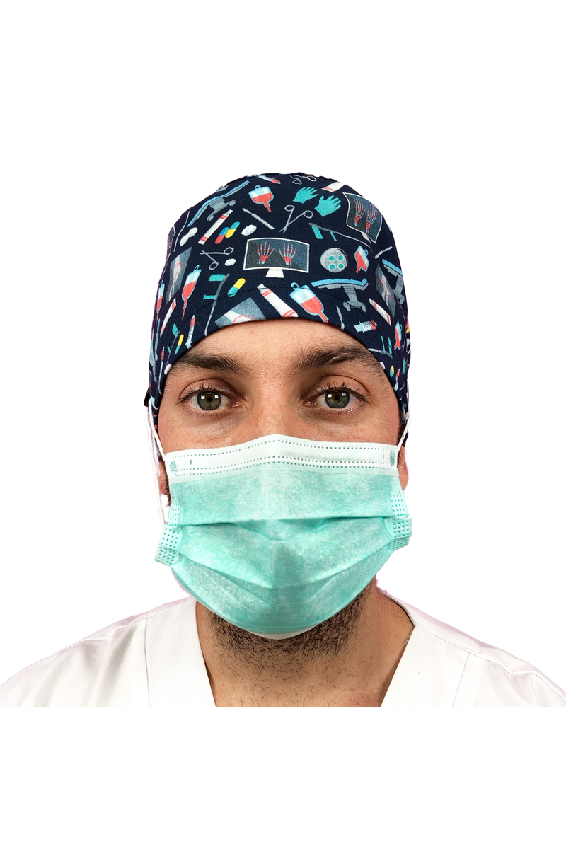 Gorro quirófano pelo corto con botones - Estampados-zoom-
