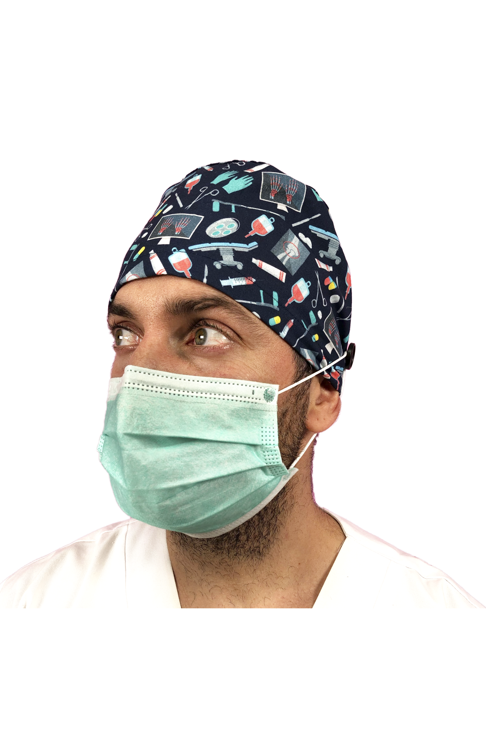 Gorro quirófano pelo corto con botones - Estampados-zoom-28