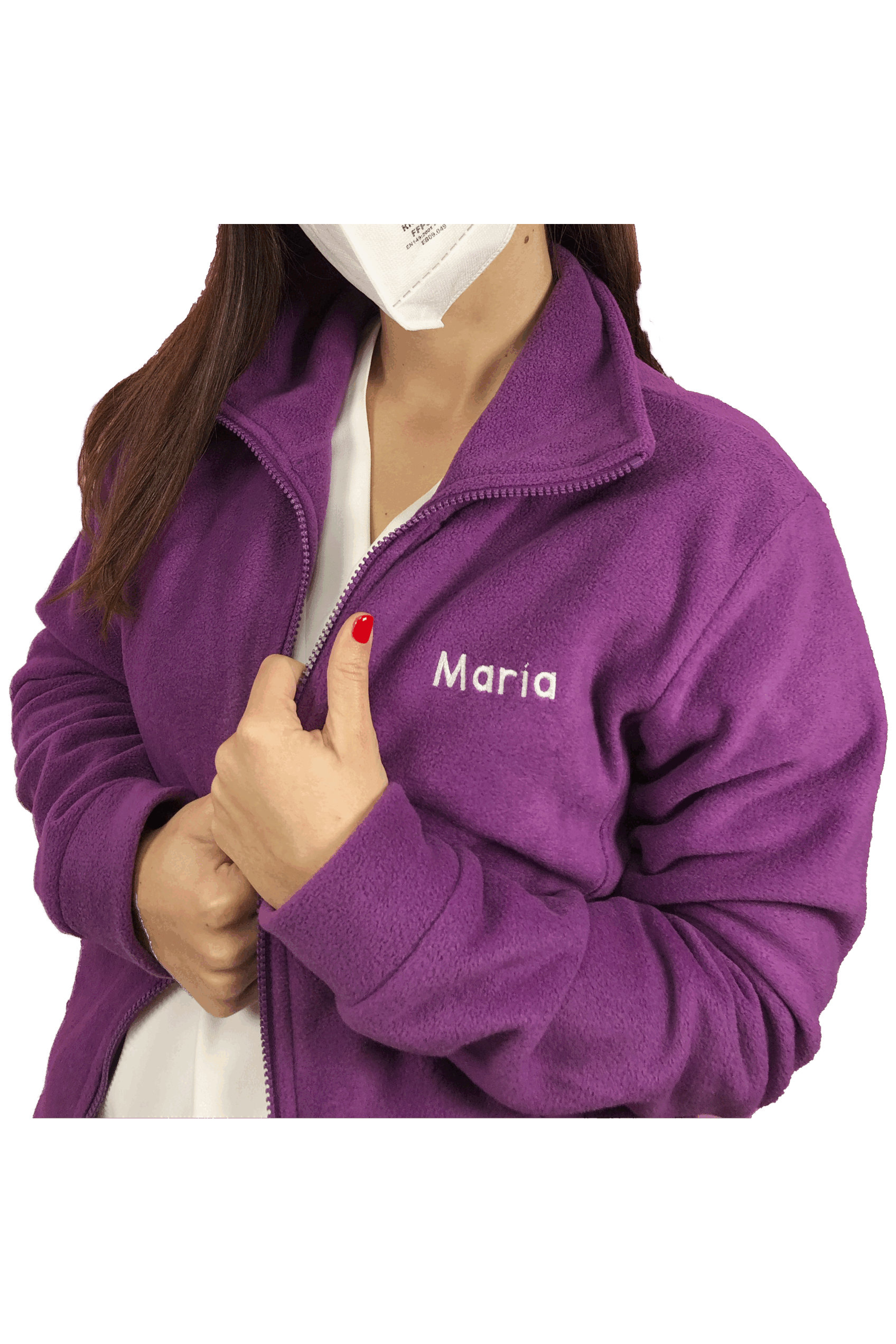 Forro Polar Sanitario Mujer Personalizado – Púrpura con bordado TCAE-6