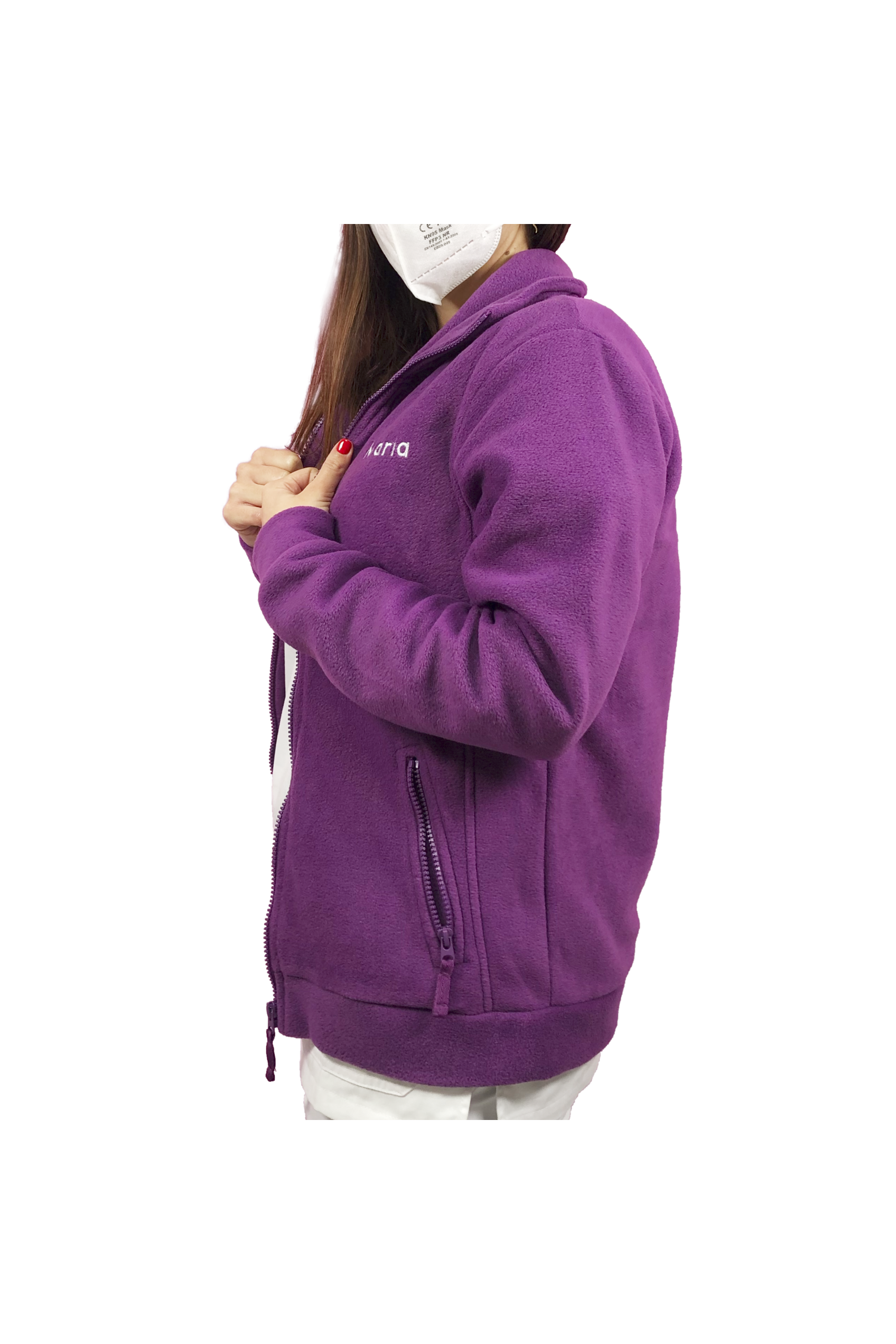 Forro Polar Sanitario Mujer Personalizado – Púrpura con bordado TCAE-zoom-7