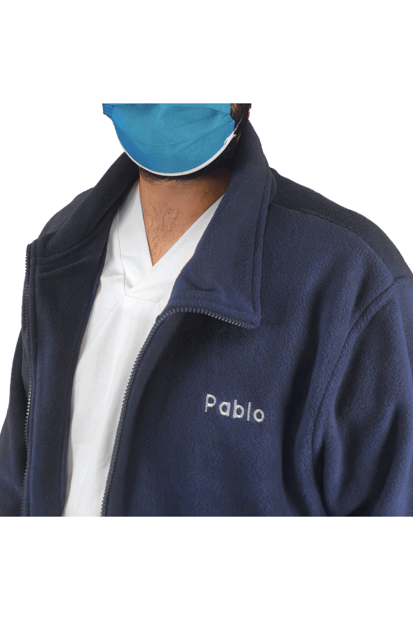 Forro Polar Sanitario Hombre Personalizado – Azul Marino Médico-6