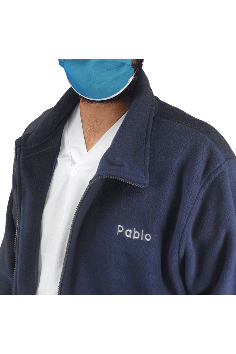 Forro Polar Sanitario Hombre Personalizado – Azul Marino Médico-zoom-