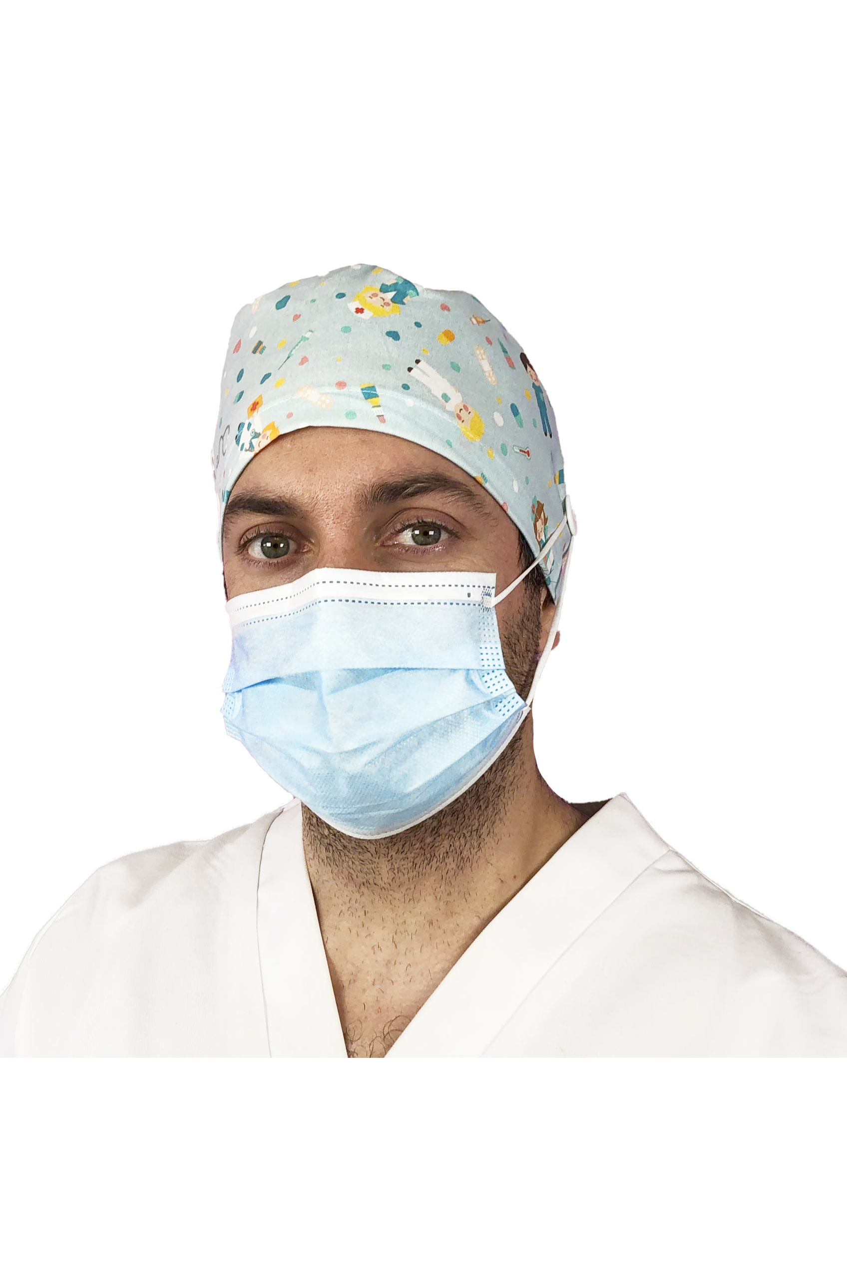 Gorro quirófano pelo corto con botones - Estampados-43