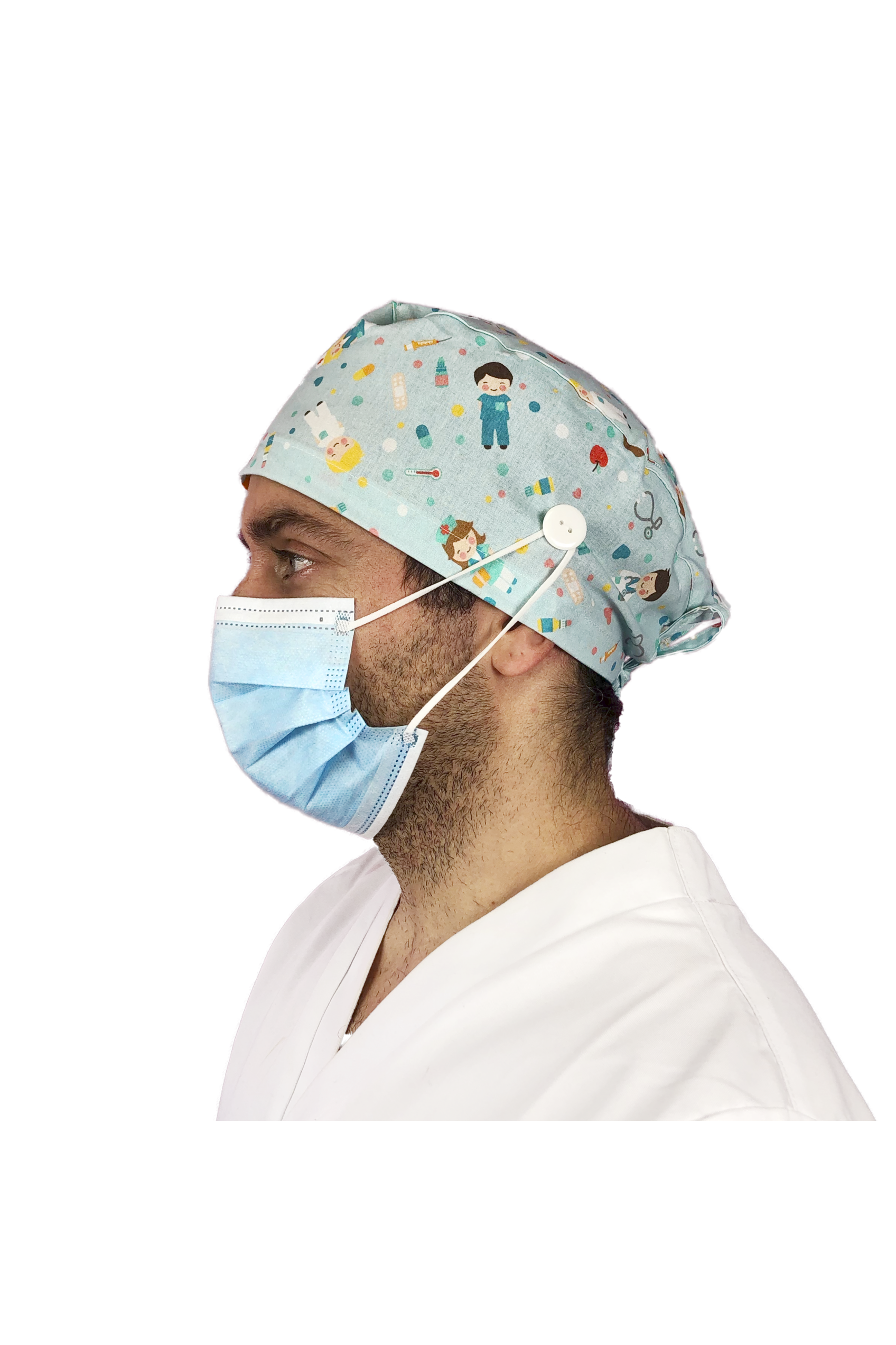 Gorro quirófano pelo corto con botones - Estampados-zoom-44