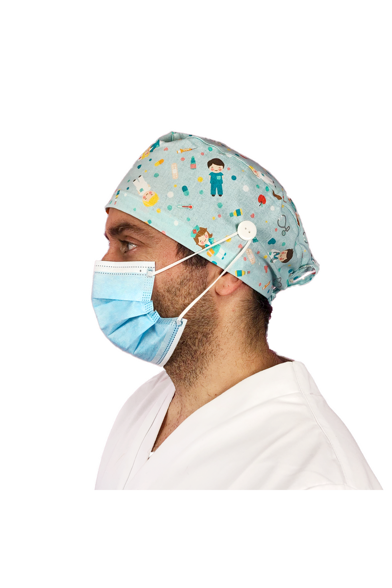 Gorro quirófano pelo corto con botones - Estampados-zoom-