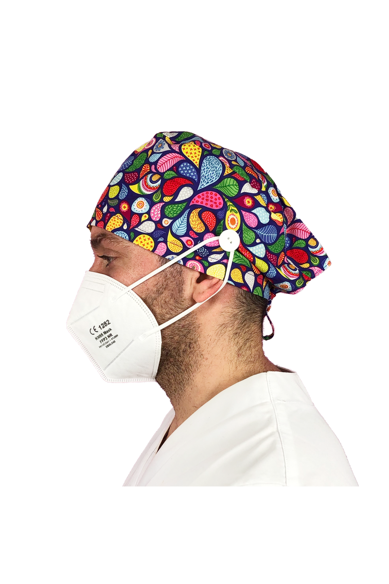 Gorro quirófano pelo corto con botones - Estampados-zoom-