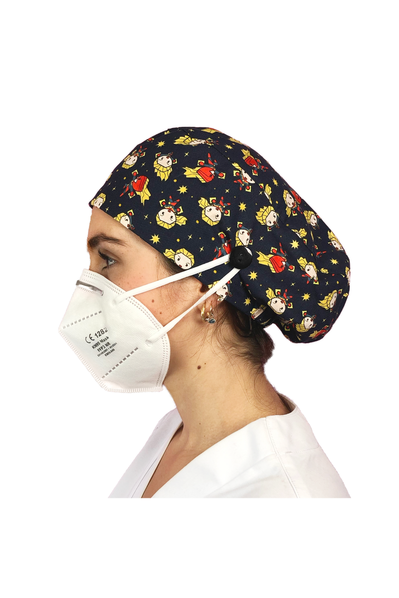 Gorro quirófano pelo largo con botones - Estampados-zoom-