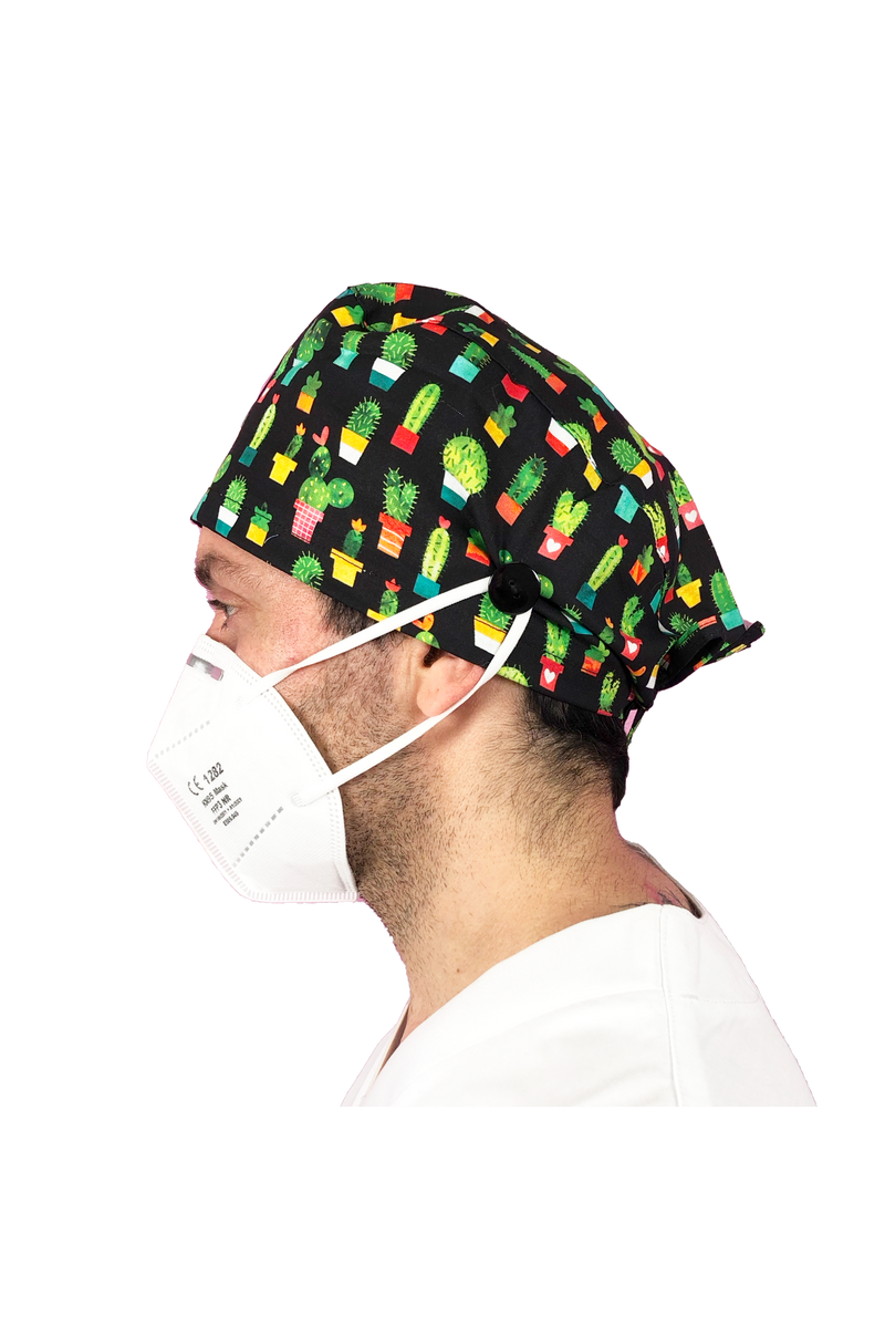 Gorro quirófano pelo corto con botones - Estampados-zoom-