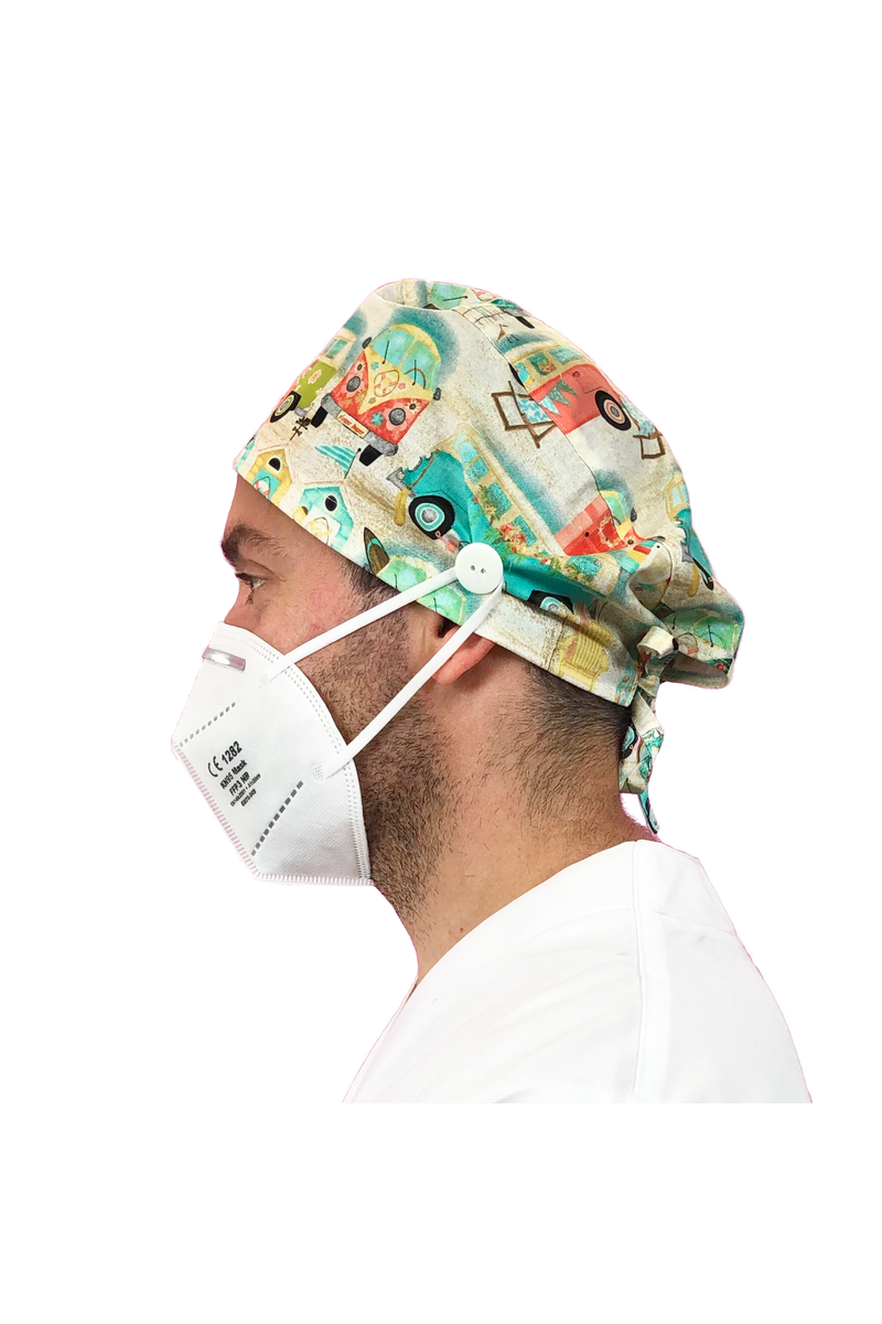 Gorro quirófano pelo corto con botones - Estampados-zoom-