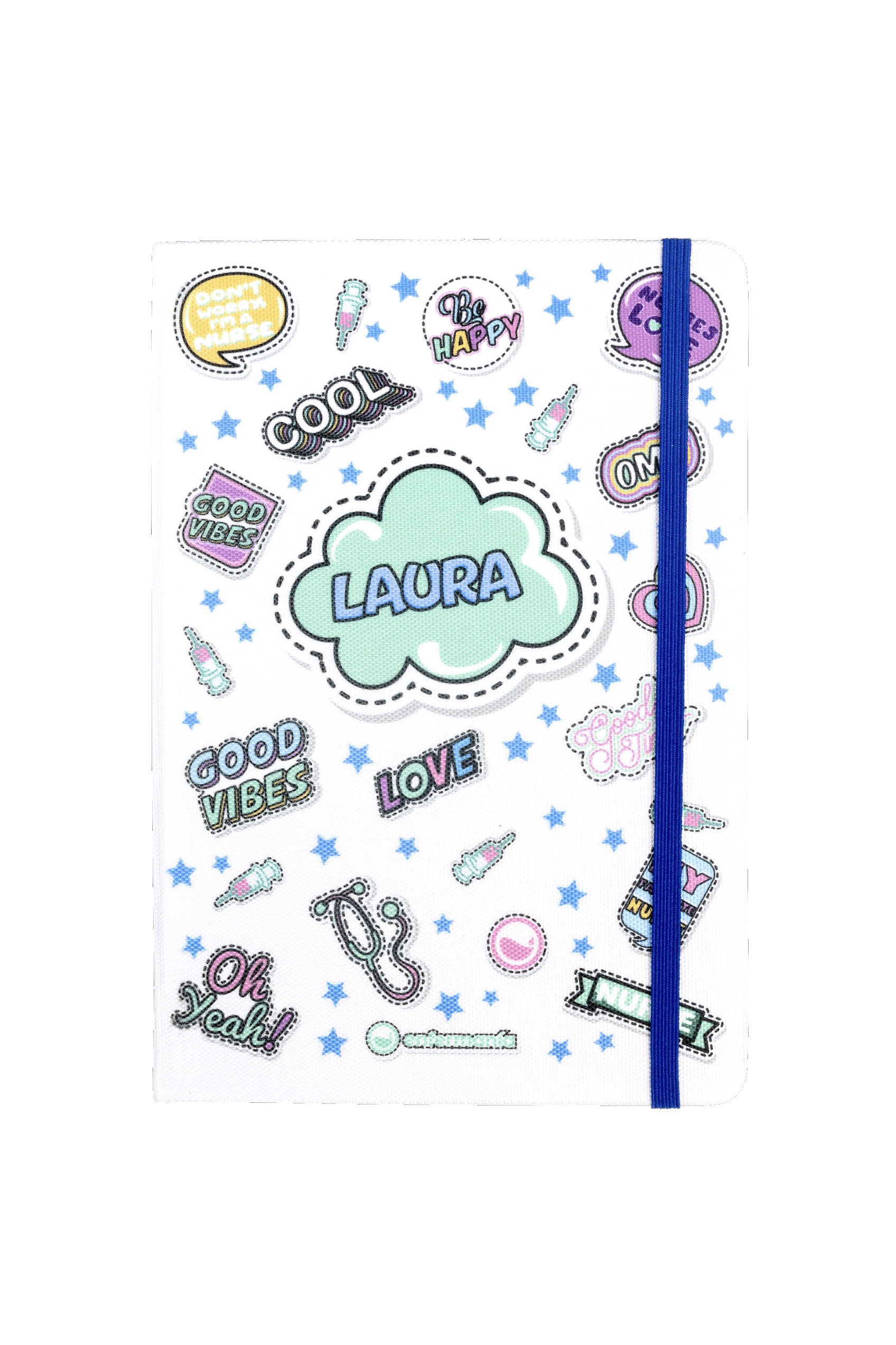 Libreta Personalizable A5 goma azul - Stickers Collection-2