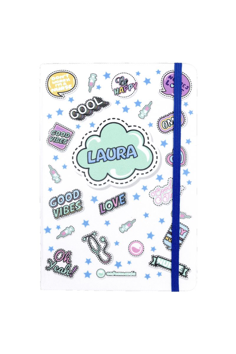Libreta Personalizable A5 goma azul - Stickers Collection-zoom-