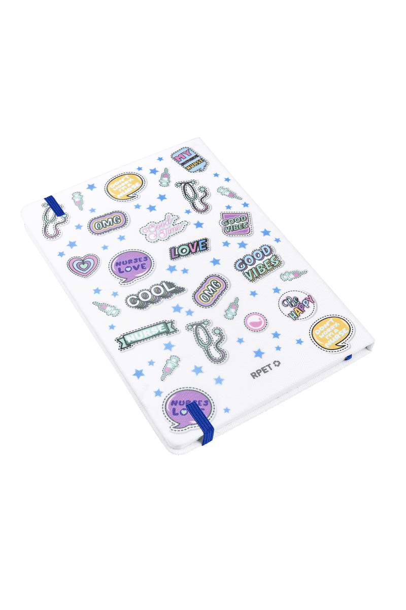 Libreta Personalizable A5 goma azul - Stickers Collection-zoom-