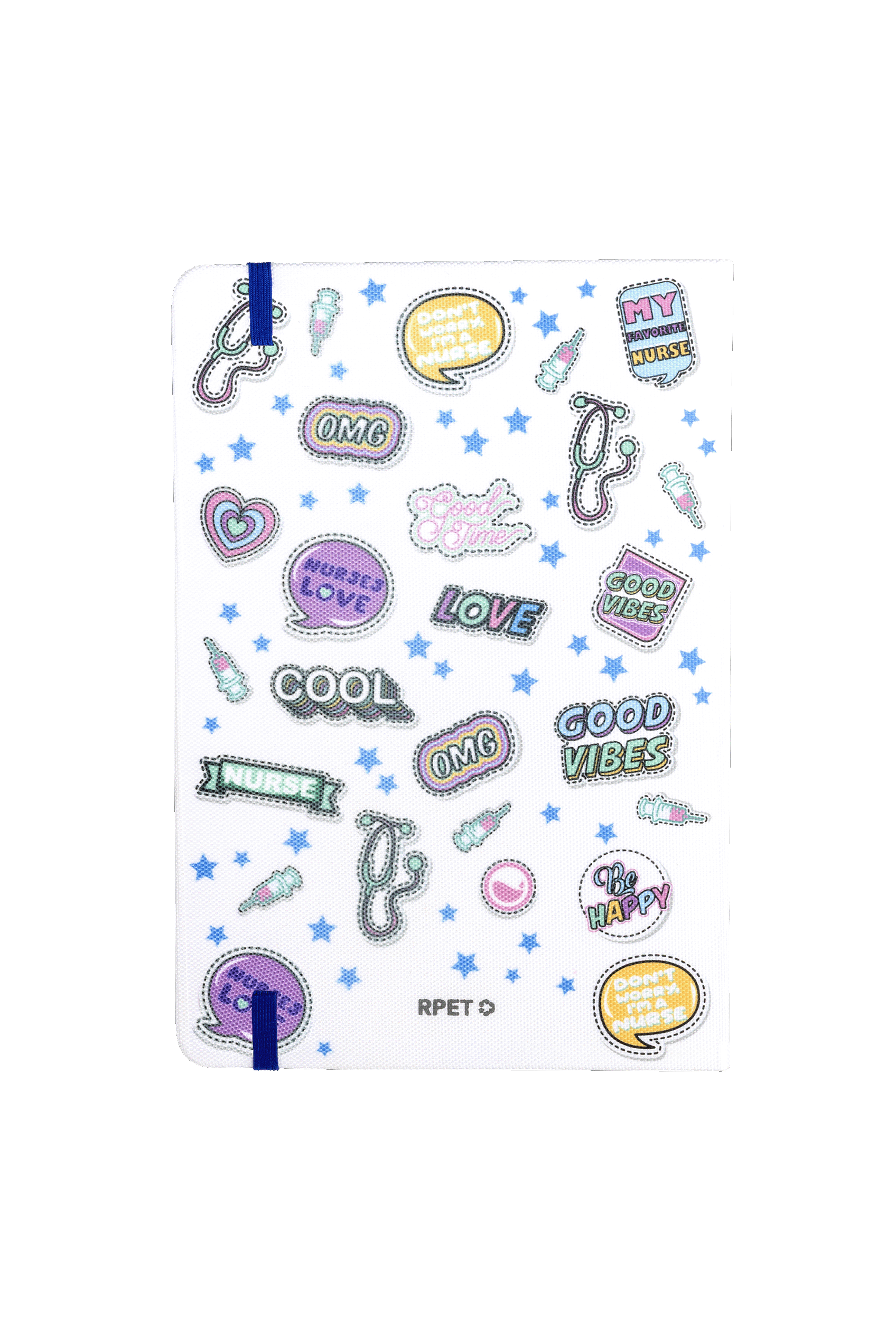 Libreta Personalizable A5 goma azul - Stickers Collection-zoom-5