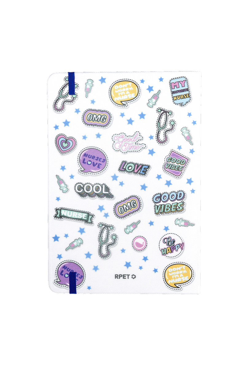 Libreta Personalizable A5 goma azul - Stickers Collection-zoom-
