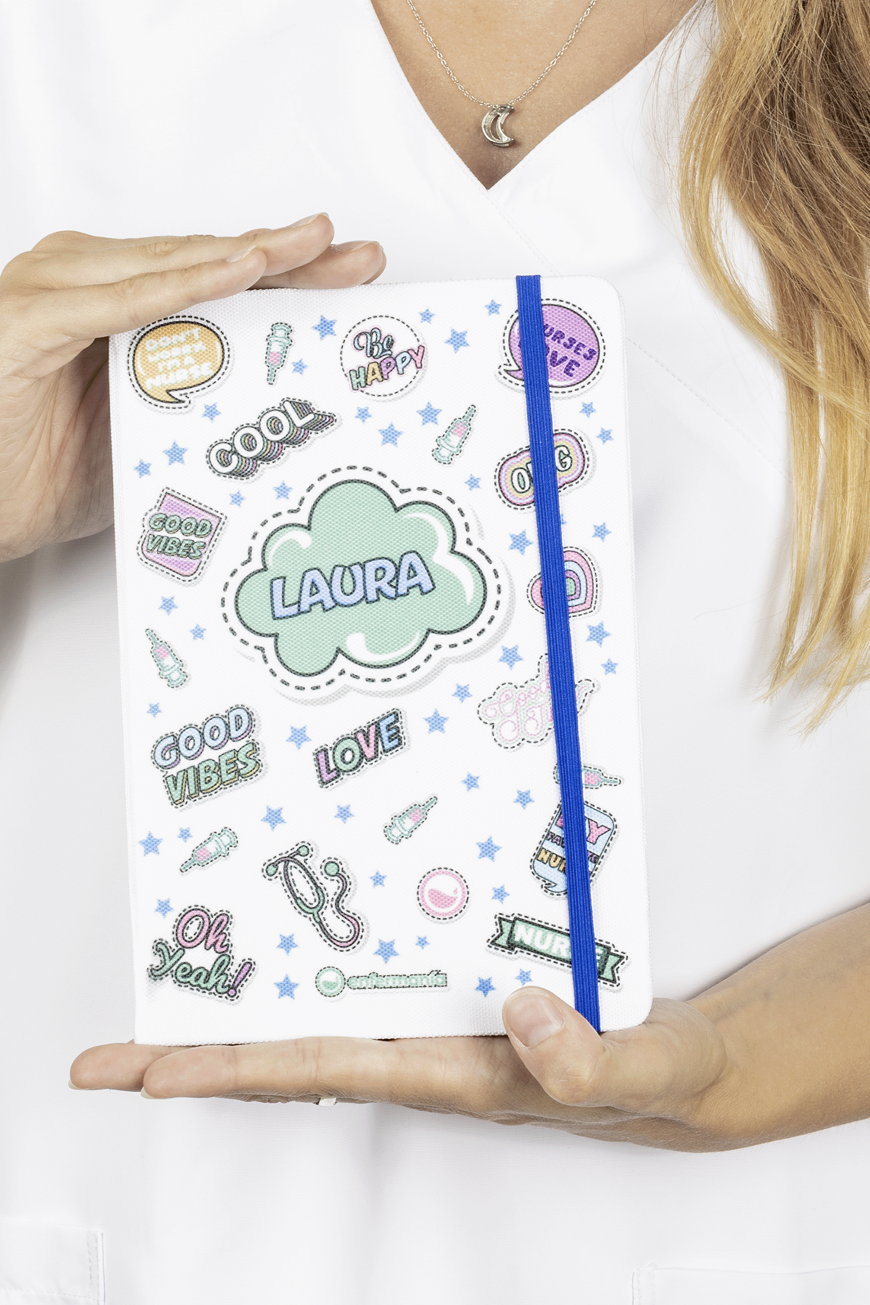 Libreta Personalizable A5 goma azul - Stickers Collection-zoom-3