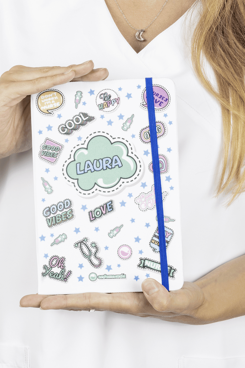 Libreta Personalizable A5 goma azul - Stickers Collection-zoom-