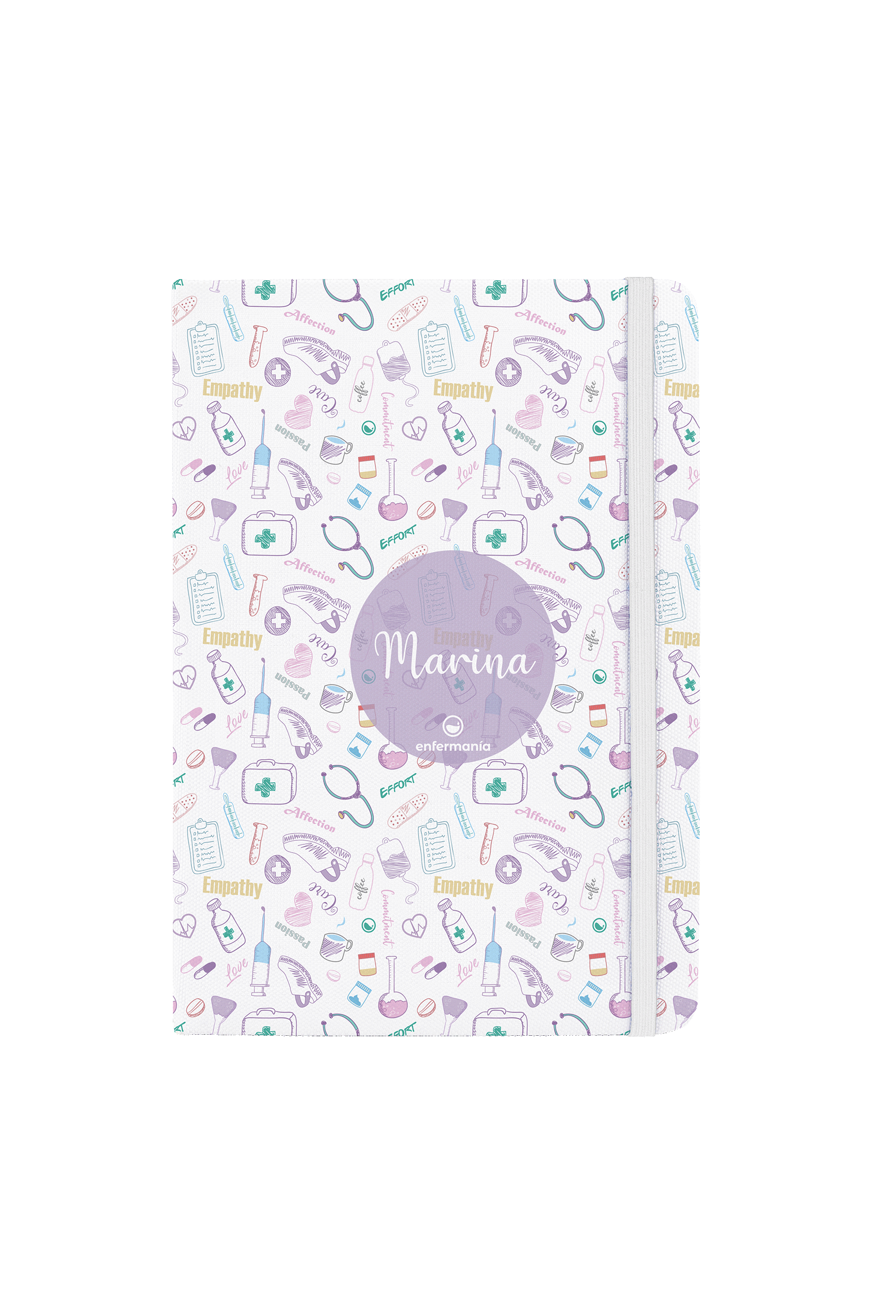A5 customizable notebook with white elastic band – Care Collection-1