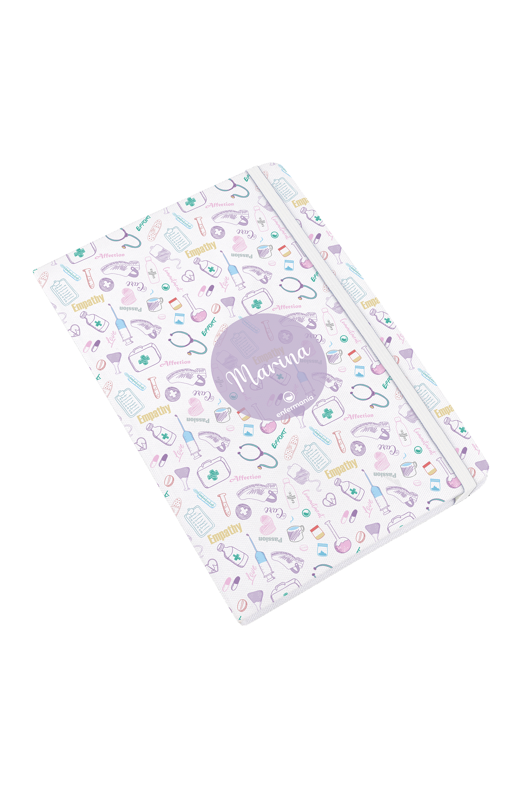 A5 customizable notebook with white elastic band – Care Collection