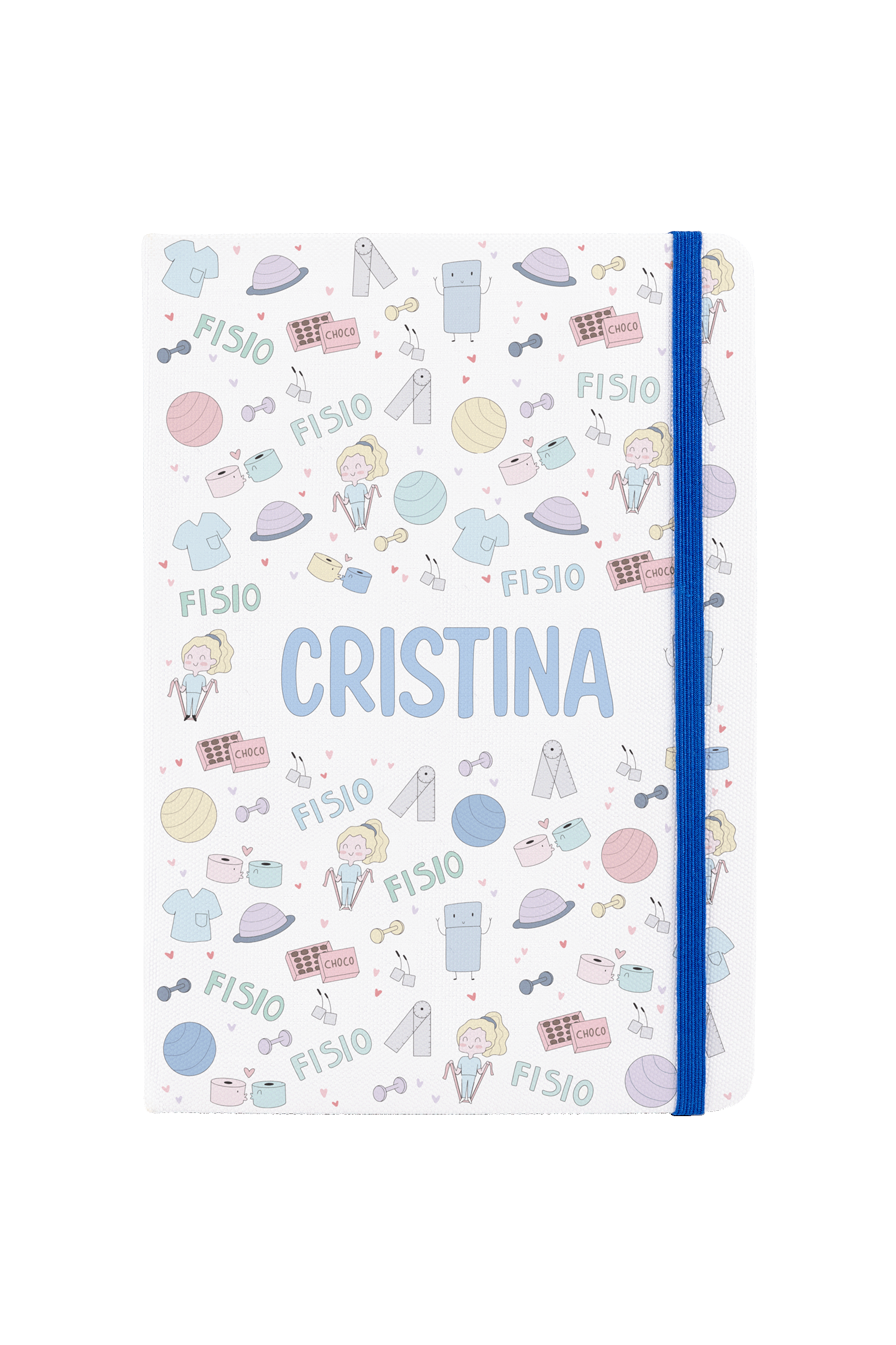 Libreta A5 con goma azul – Fisio Pastel