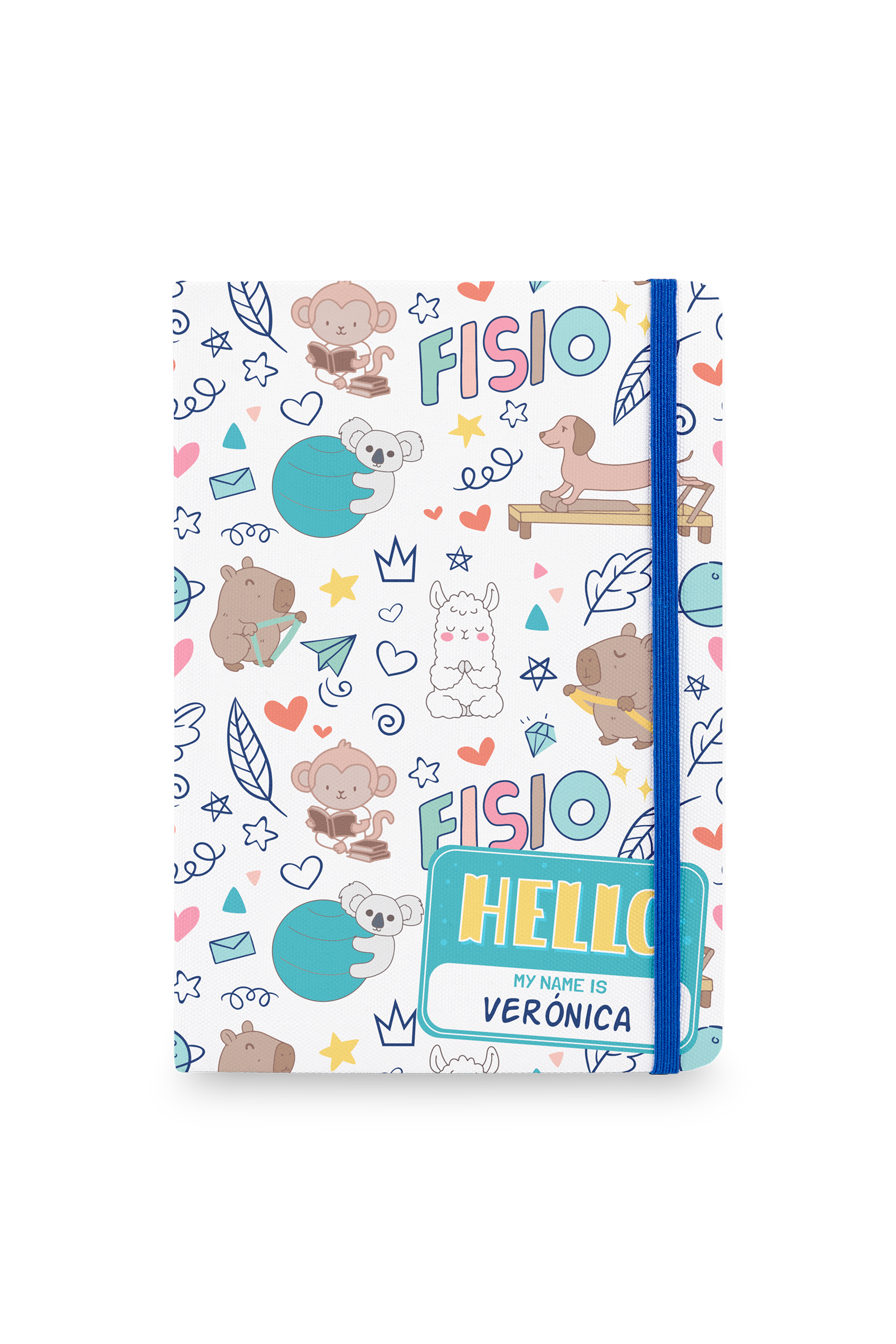 Libreta Personalizable A5 goma azul - Animalitos Fisio-1