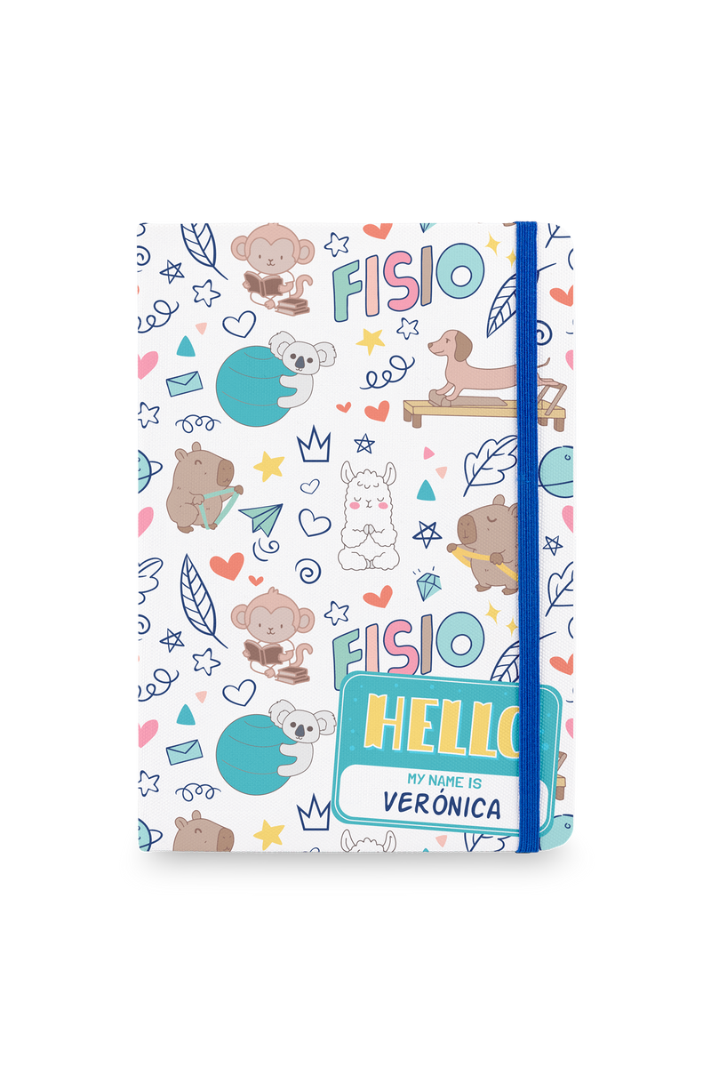 Libreta Personalizable A5 goma azul - Animalitos Fisio-zoom-
