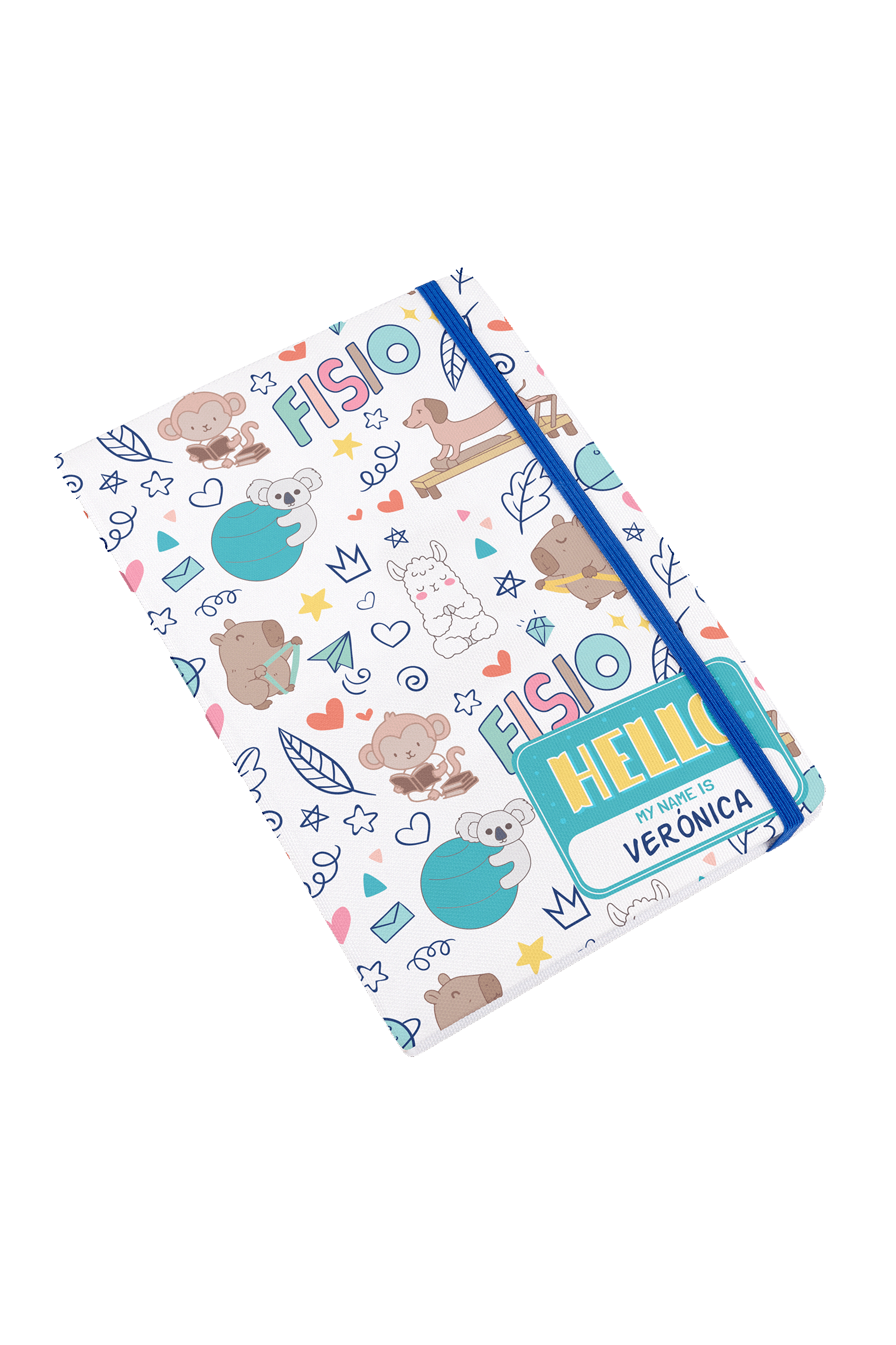 Libreta Personalizable A5 goma azul - Animalitos Fisio-zoom-2