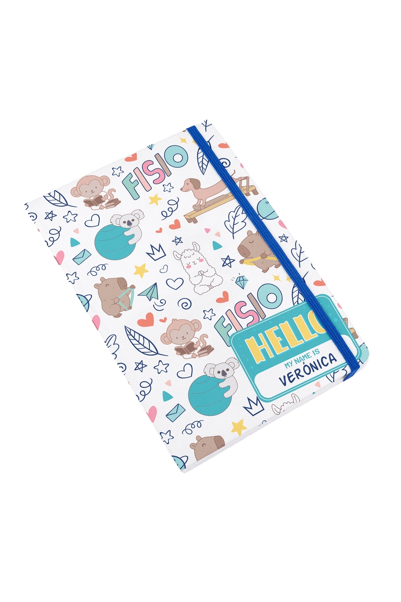 Libreta Personalizable A5 goma azul - Animalitos Fisio-zoom-