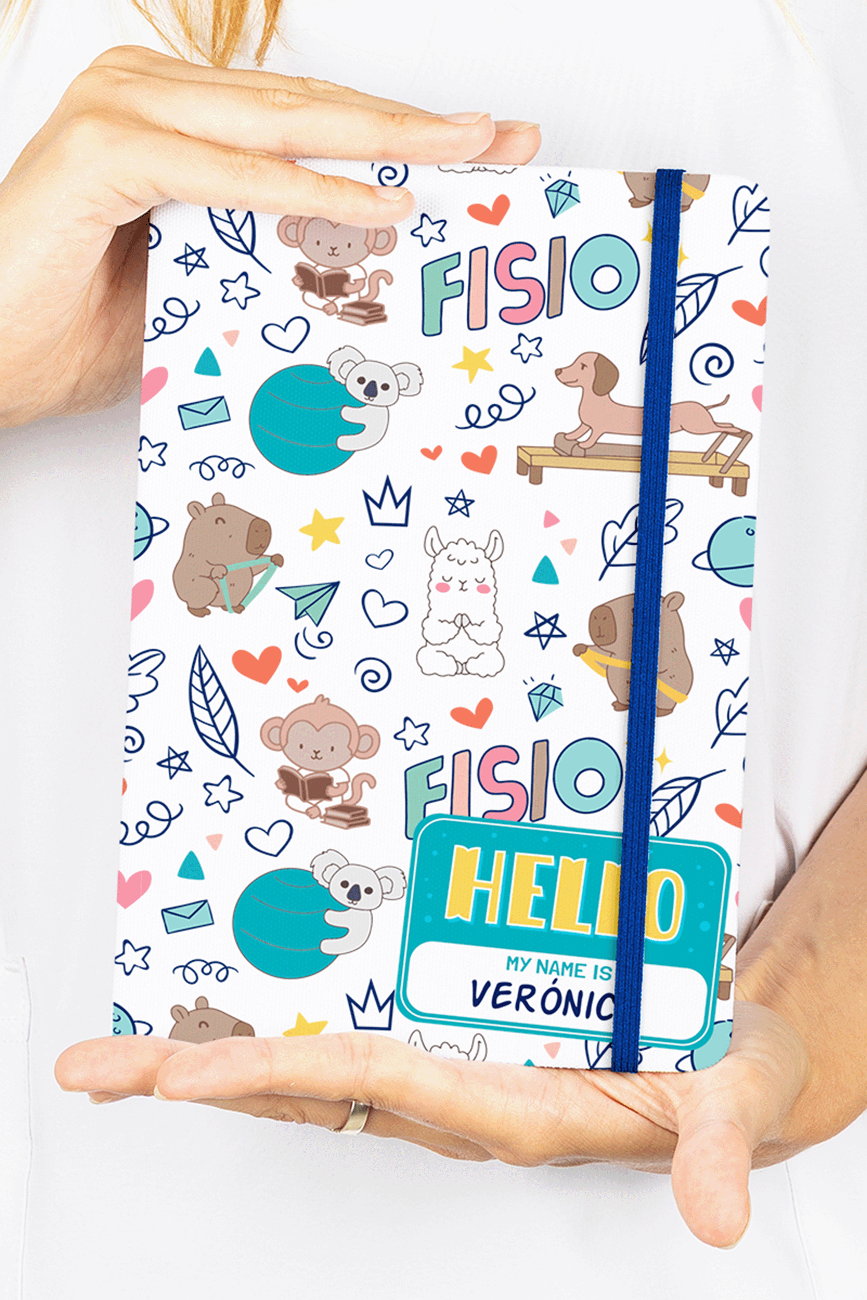 Libreta Personalizable A5 goma azul - Animalitos Fisio-zoom-4