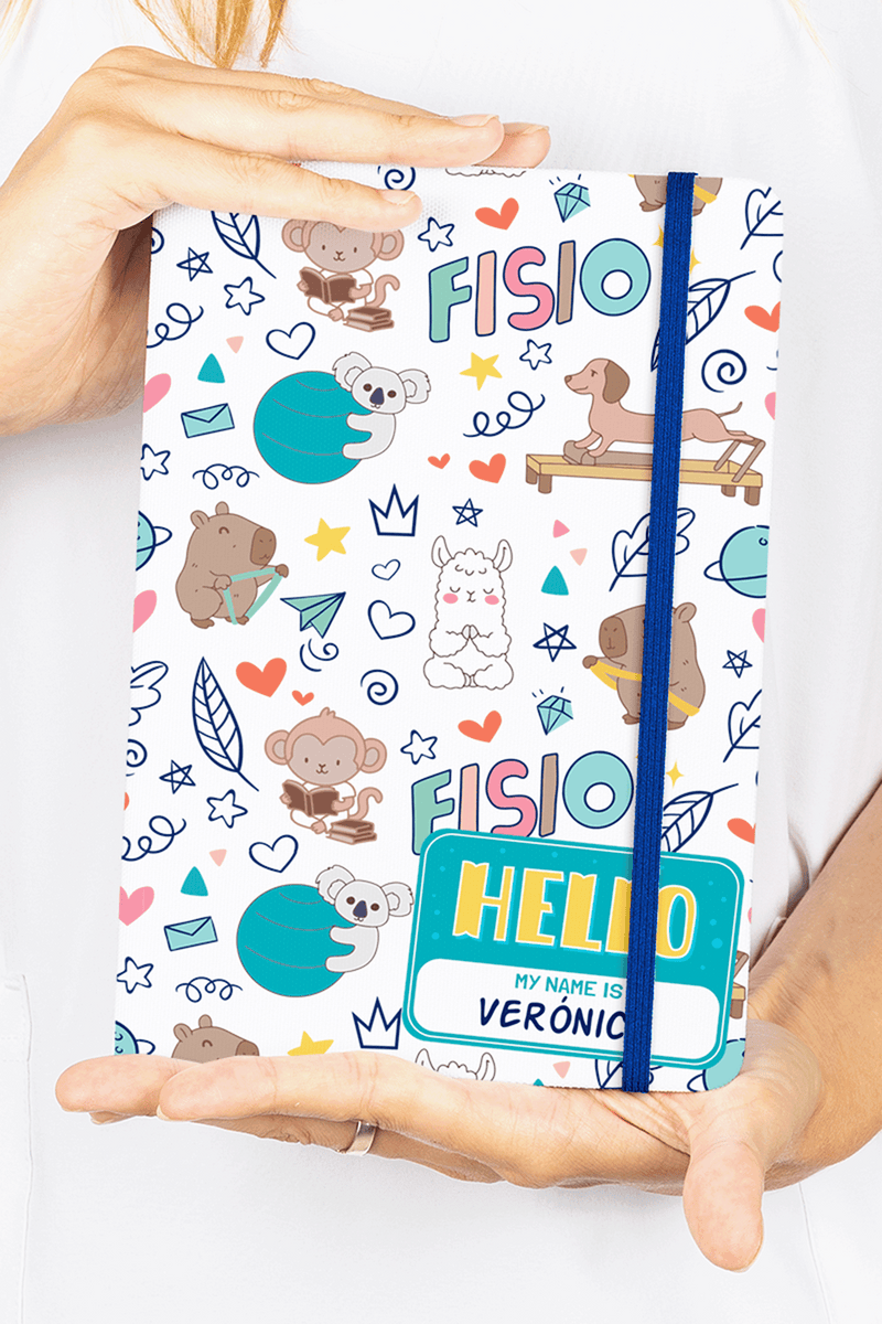 Libreta Personalizable A5 goma azul - Animalitos Fisio-zoom-