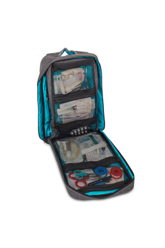 Mochila sanitaria con compartimentos para material clínico
