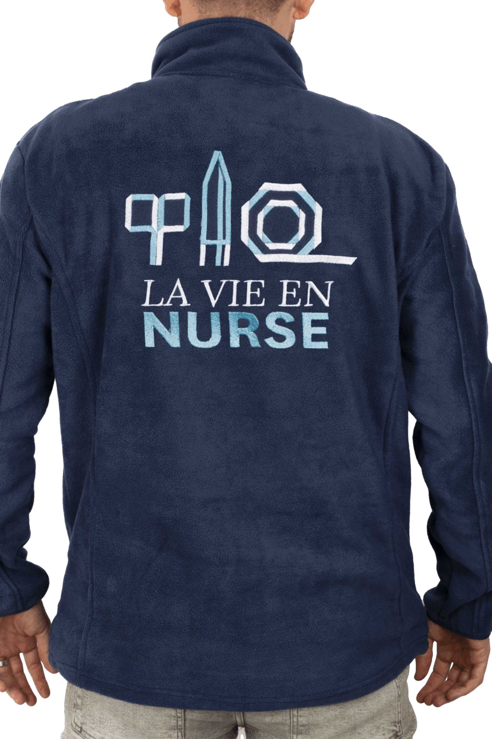 Chaqueta Polar Azul Marino hombre bordado - SalusPlay