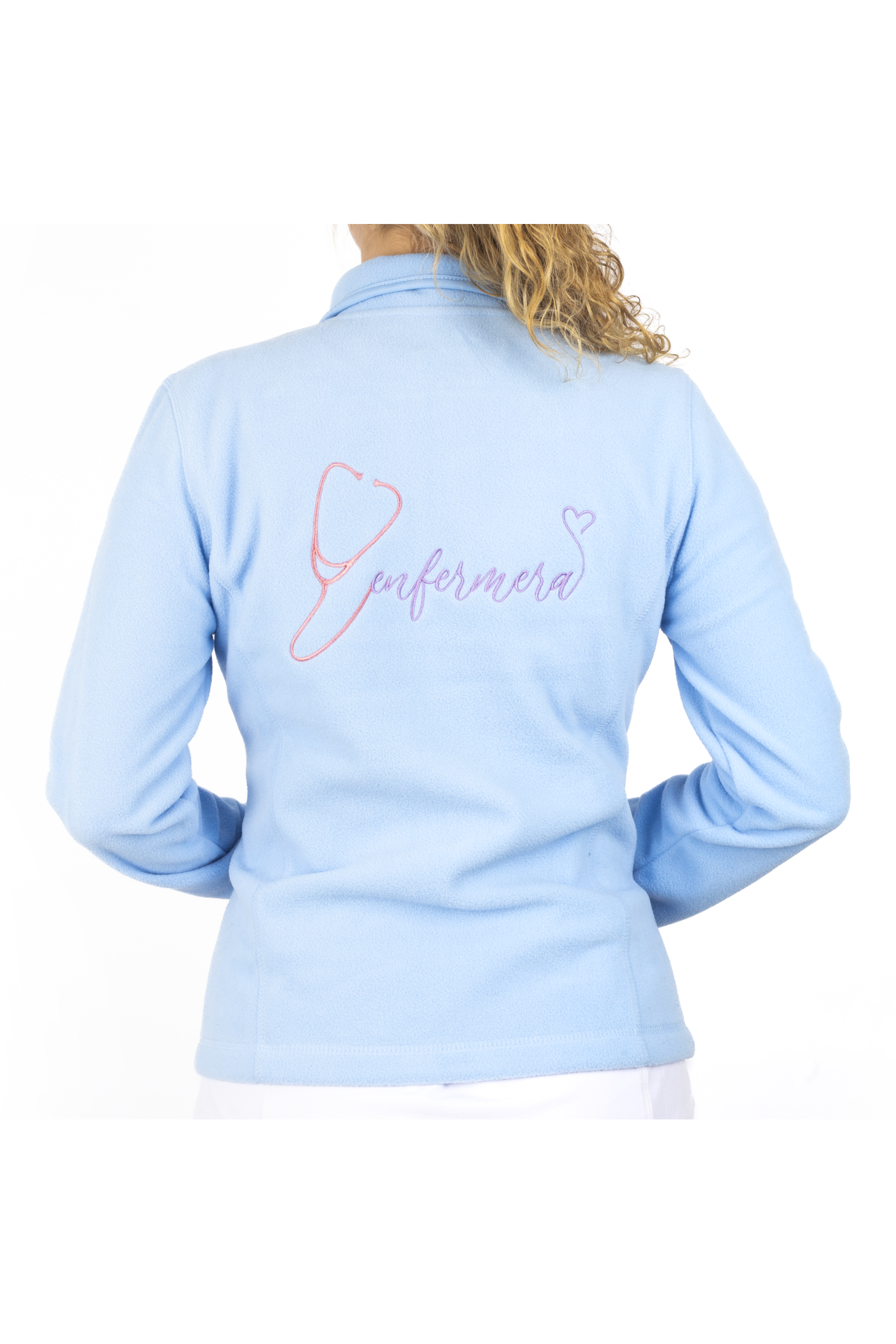 Forro Polar Sanitario Mujer Bordado Personalizado - Sweet Azul Técnico de laboratorio