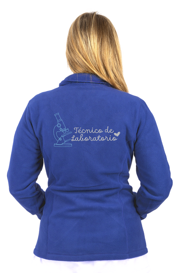Forro polar sanitario mujer personalizado – Azul Técnico de laboratorio