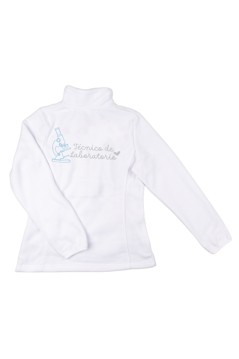 Forro Polar Sanitario Mujer Bordado Personalizado – Blanco Farmacéutico-zoom-