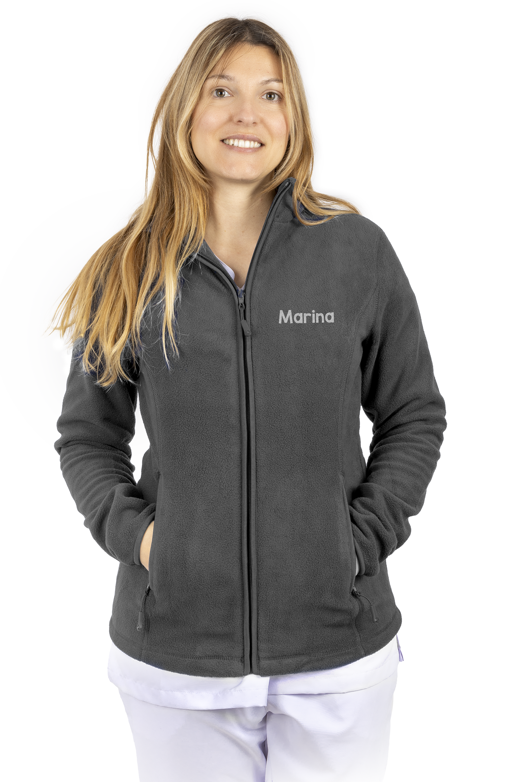 Forro Polar Sanitario Mujer Personalizado – Color Gris Dentista-2