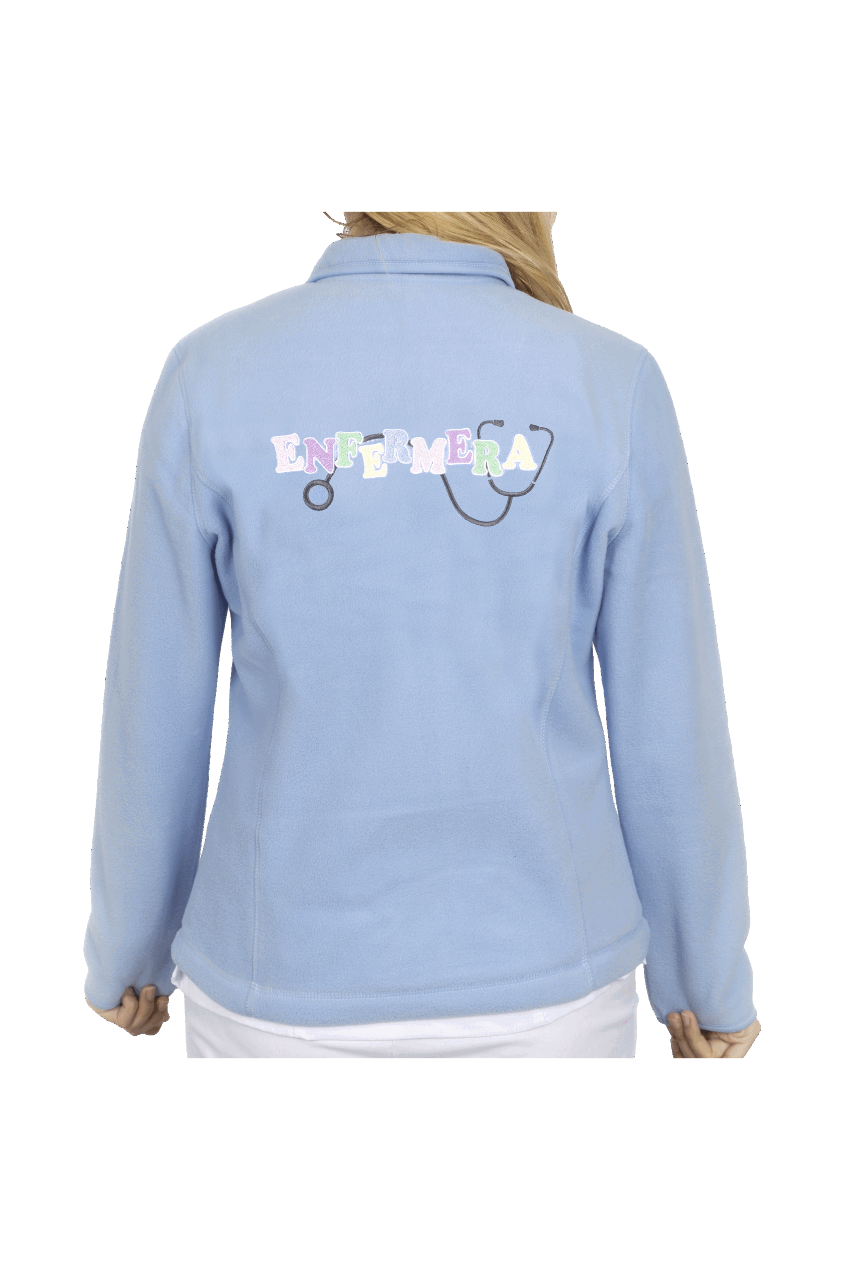 Forro Polar Sanitario Mujer Bordado Personalizado - Sweet Azul Médico