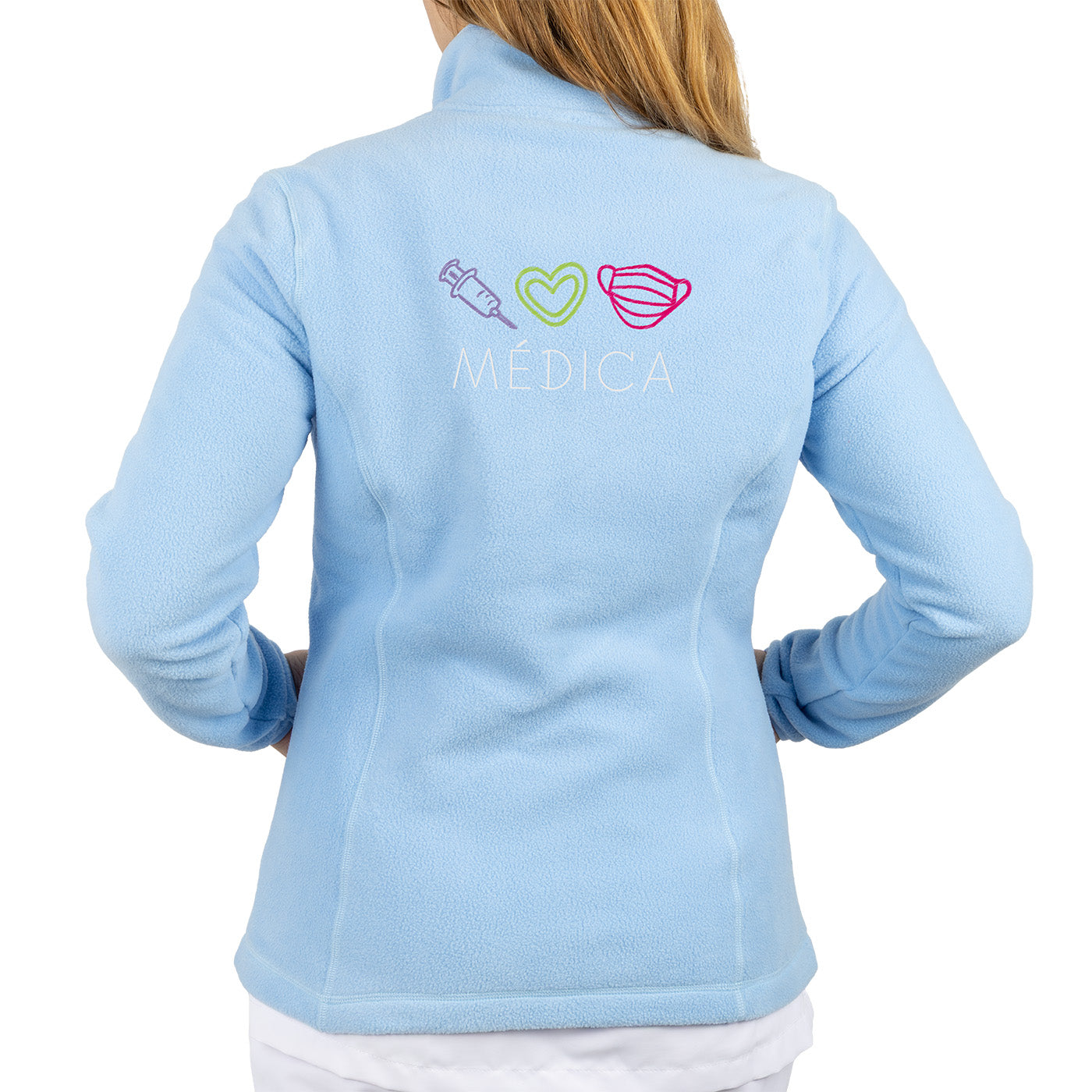 Forro Polar Sanitario Mujer Bordado Personalizado - Sweet Azul T.E.S-1