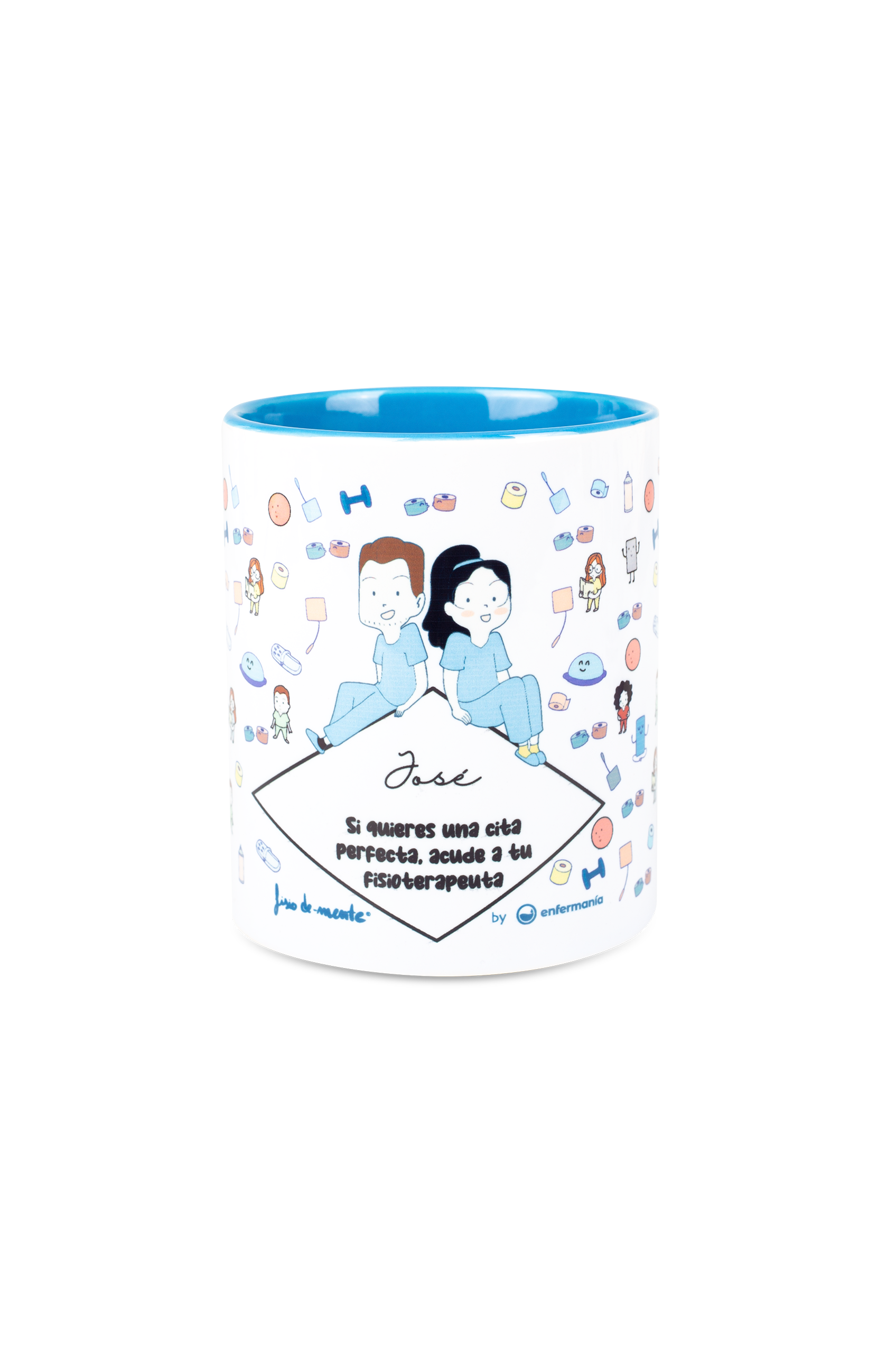 Taza cerámica personalizable azul claro - Acude a tu fisio-1