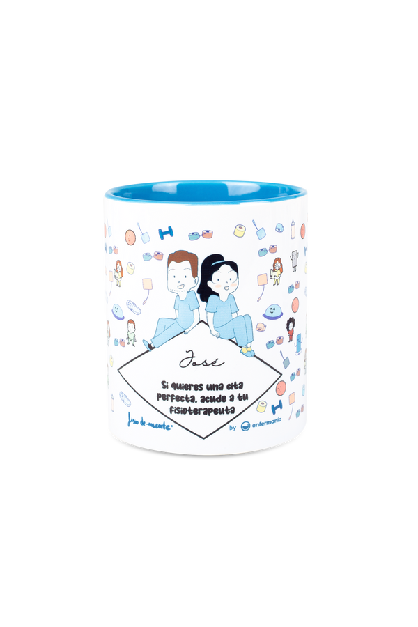 Taza cerámica personalizable azul claro - Acude a tu fisio
