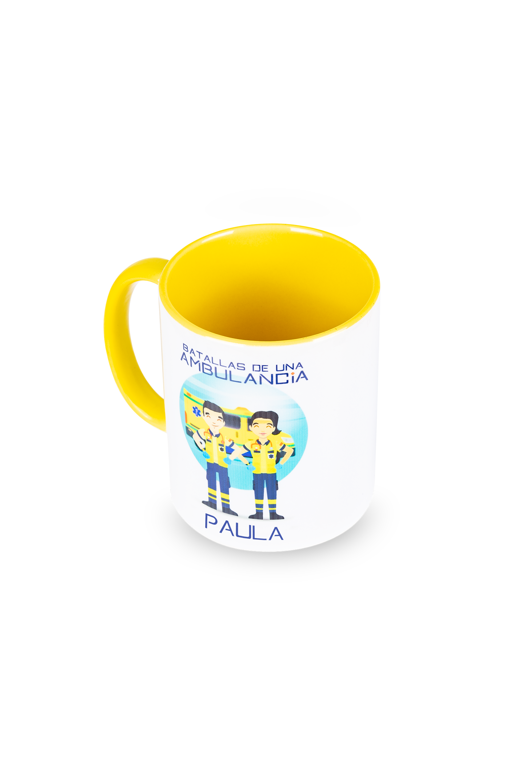Taza cerámica personalizable amarillo - Batallas de una ambulancia-zoom-3
